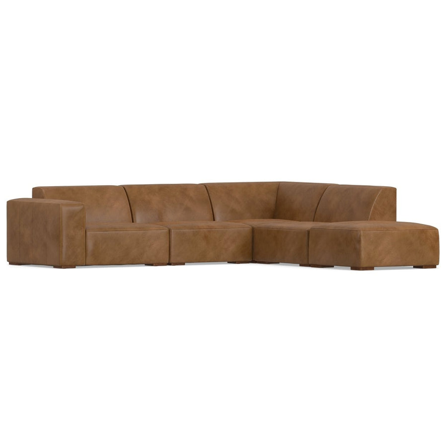 Rex Right Sectional and Ottoman in Genuine Leather Image 1