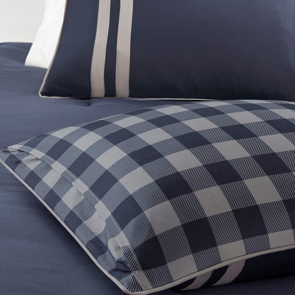 Gracie Mills Jacobs Navy Reversible Comforter Set with Buffalo Check Pattern - GRACE-12040 Image 2