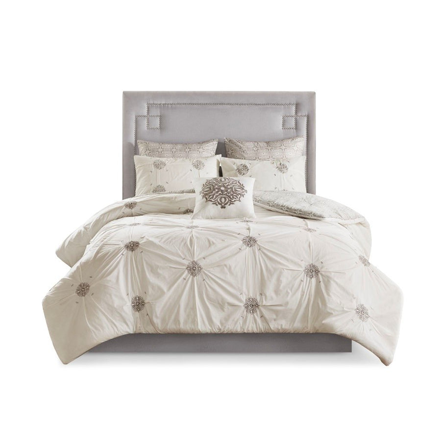 Gracie Mills Donna Shabby Chic Reversible 6-Piece Embroidered Cotton Comforter Set - GRACE-12206 Image 1