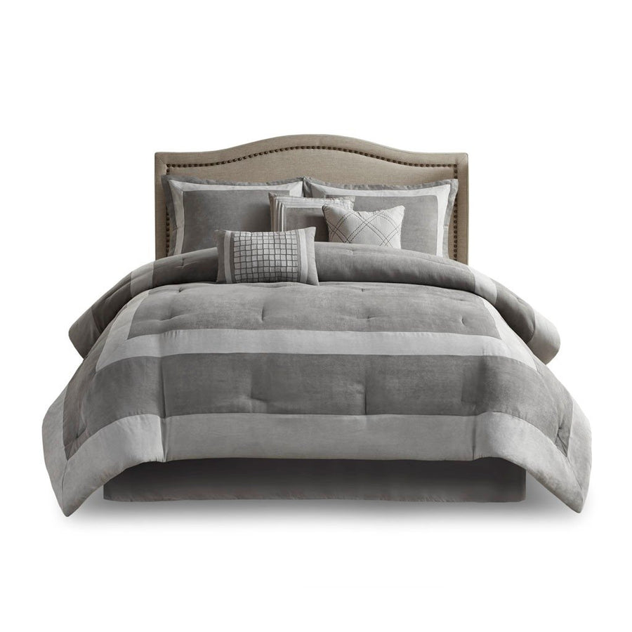 Gracie Mills Lacy Elegant Gray Microsuede 7-Piece Comforter Set - GRACE-14397 Image 1