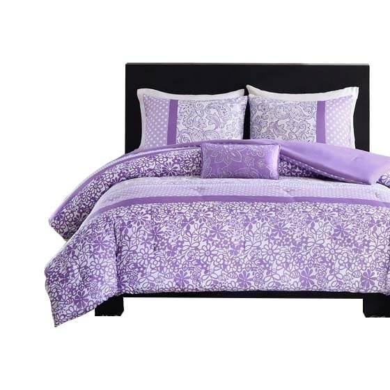 Gracie Mills Lilibeth Striped motif of Floral Paisley and Polka dots Printed Comforter Set - GRACE-6085 Image 1