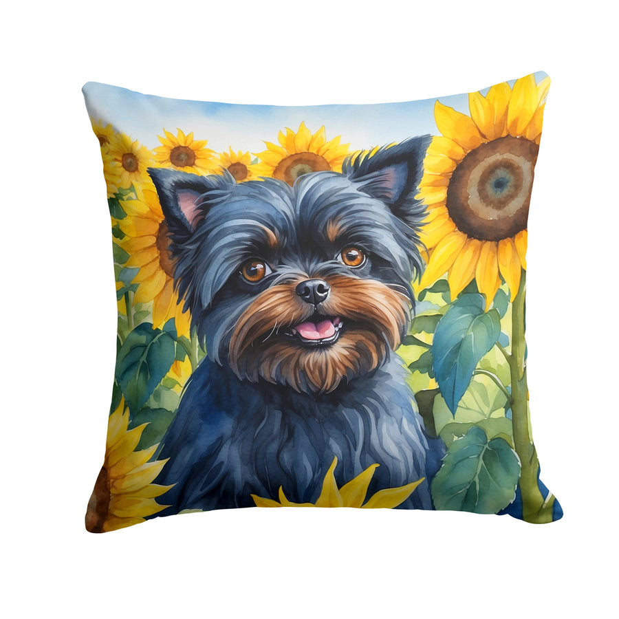 Yorkshire Terrier in Sunflowers Throw Pillow Image 1