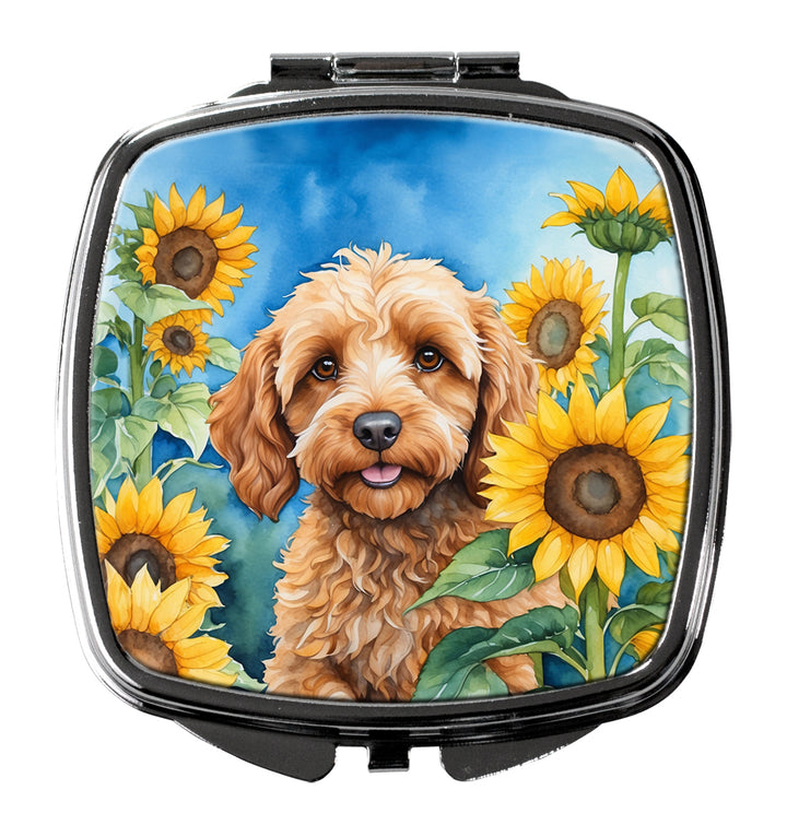 Yorkshire Terrier in Sunflowers Compact Mirror Image 9