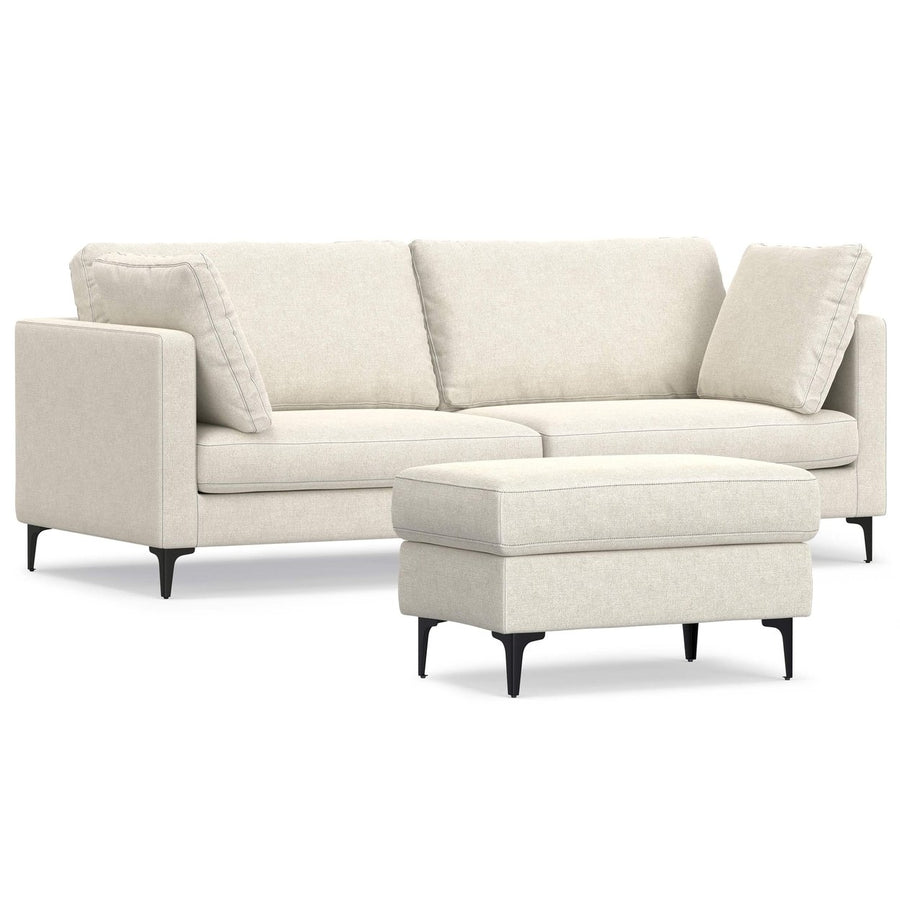 Ava 90 inch Mid Century Sofa with Ottoman Set Image 1