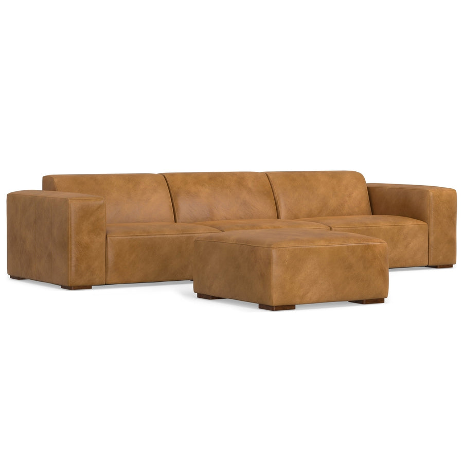 Rex 3 Seater Sofa and Ottoman in Genuine Leather Image 1