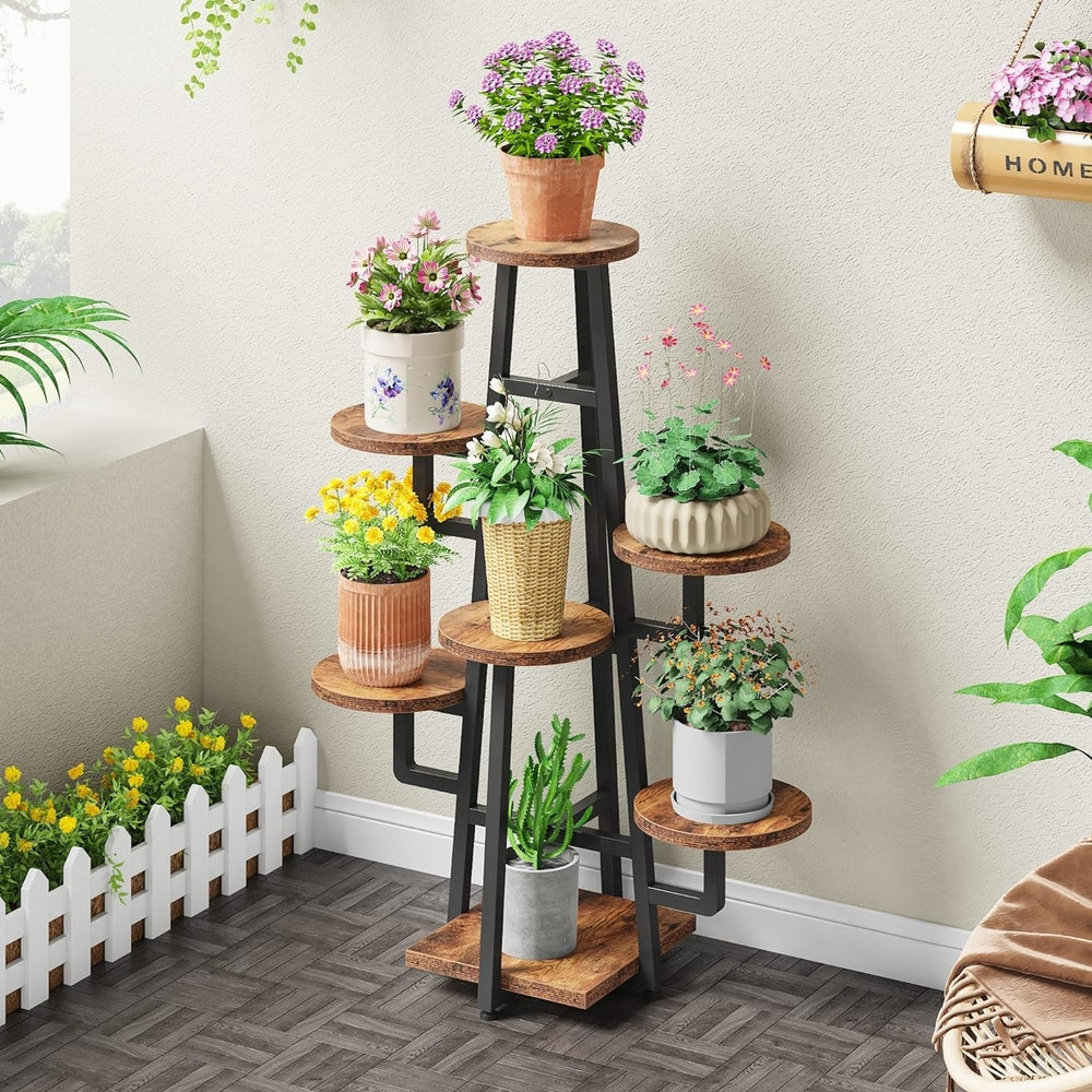 Tribesigns 7-Tier Wood Plant Stand, Indoor Plany Pots Holder Rack for Living Room Garden Image 2