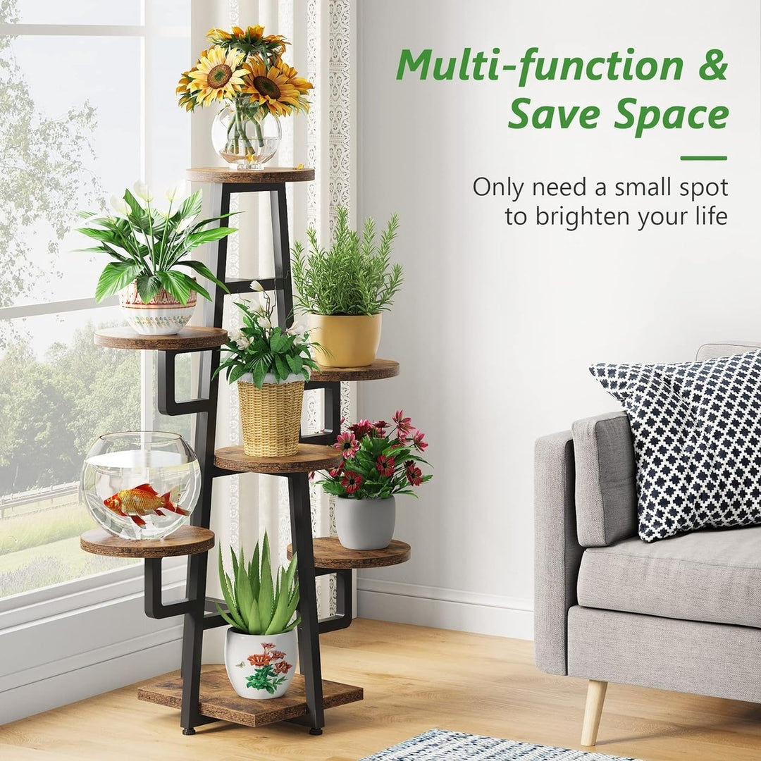 Tribesigns 7-Tier Wood Plant Stand, Indoor Plany Pots Holder Rack for Living Room Garden Image 3