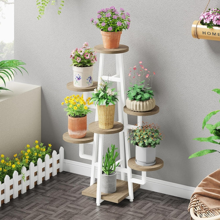 Tribesigns 7-Tier Wood Plant Stand, Indoor Plany Pots Holder Rack for Living Room Garden Image 7