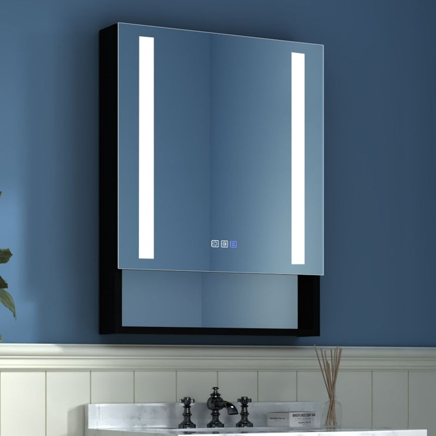 Ample 24" W x 32" H Lighted Black Medicine Cabinet Bathroom Medicine Cabinet with Double Sided Mirror And Lights,Hinge Image 1