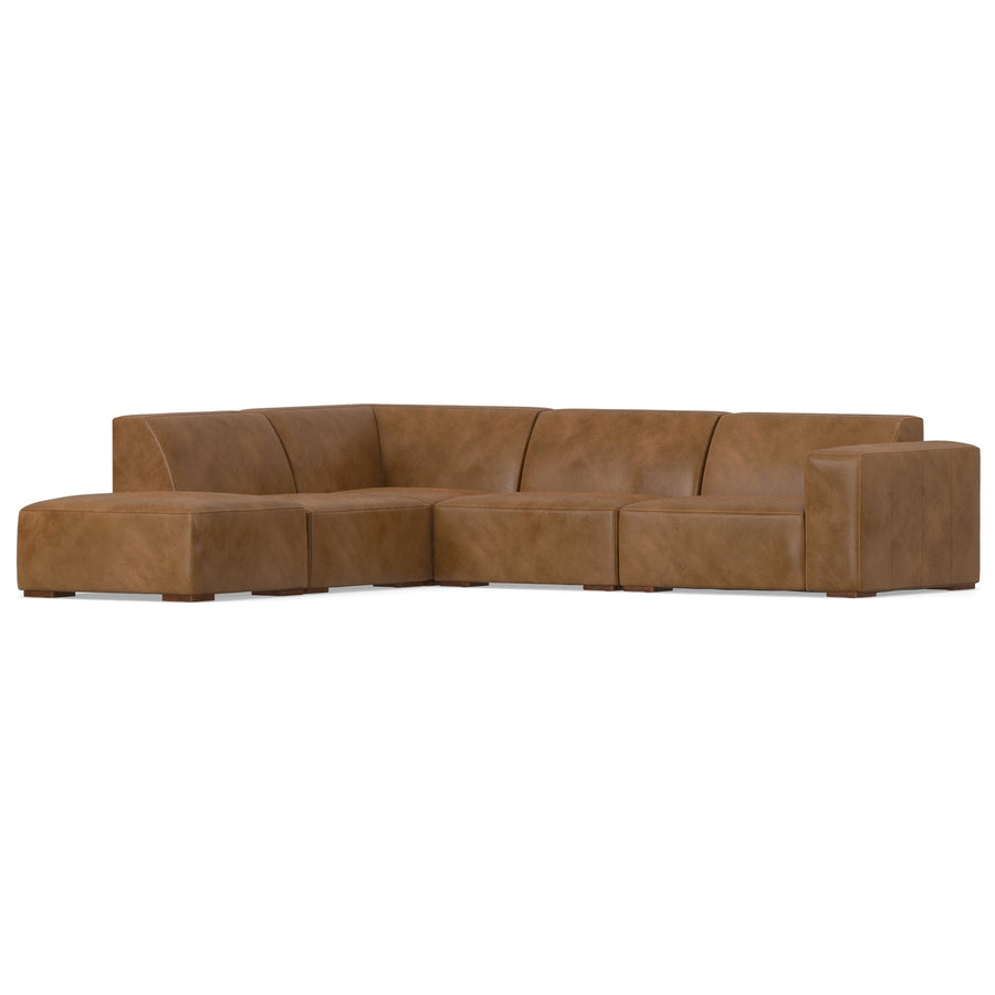 Rex Left Sectional and Ottoman in Genuine Leather Image 1