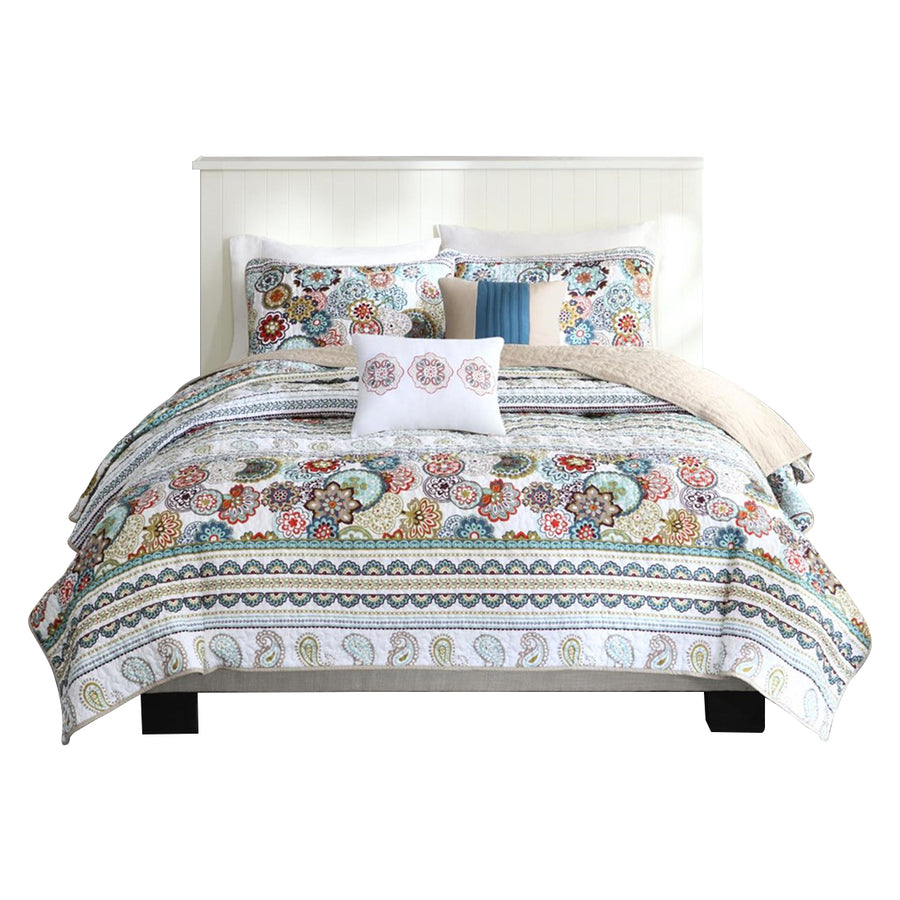 Gracie Mills Eranthe Colorful Paisley Reversible Quilt Set with Decorative Pillows - GRACE-12013 Image 1