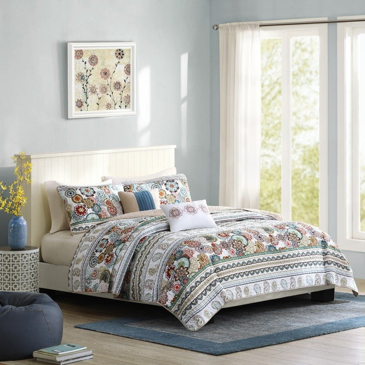 Gracie Mills Eranthe Colorful Paisley Reversible Quilt Set with Decorative Pillows - GRACE-12013 Image 5