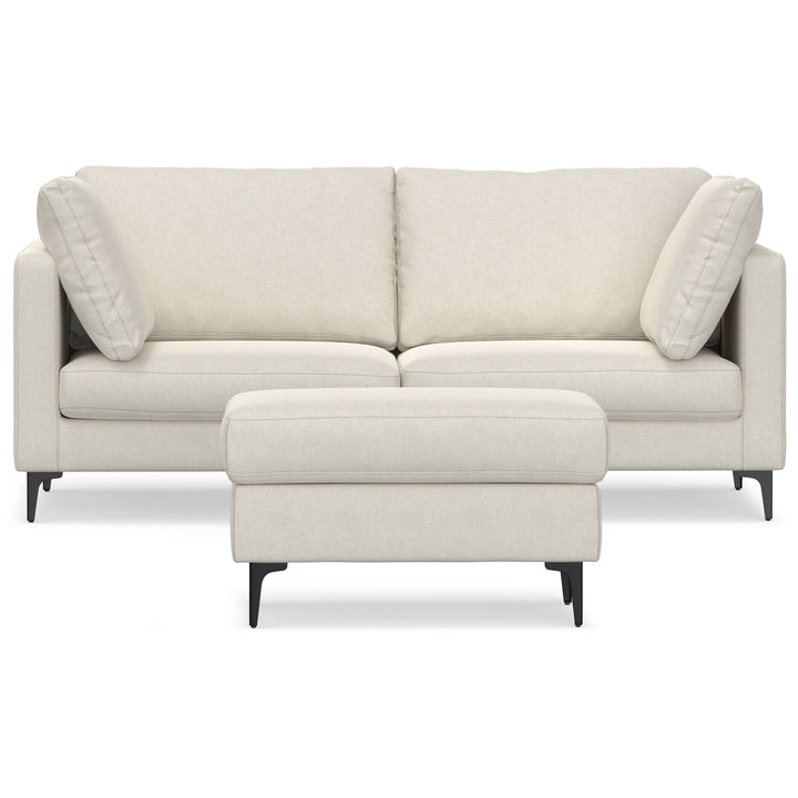 Ava 76 inch Mid Century Sofa with Ottoman Set Image 4