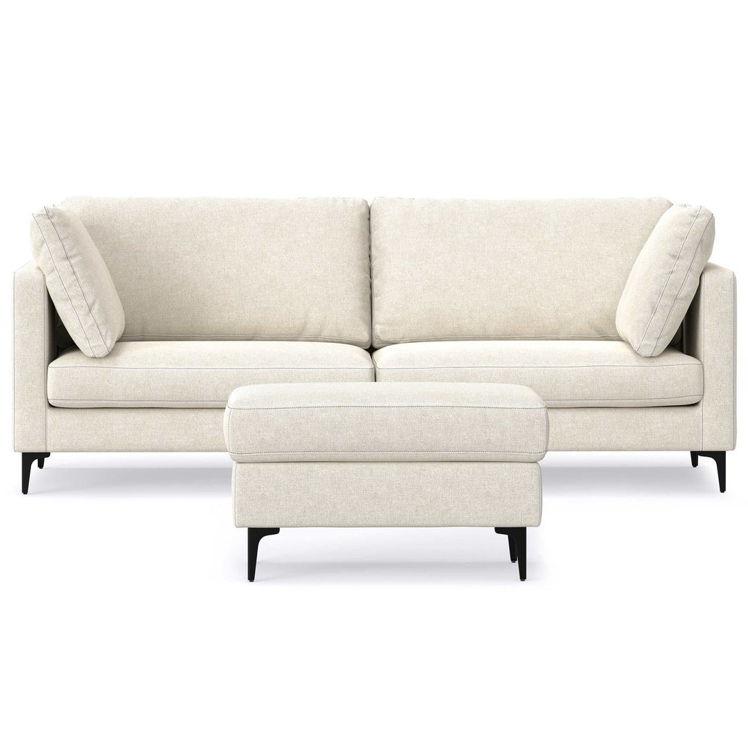 Ava 90 inch Mid Century Sofa with Ottoman Set Image 4