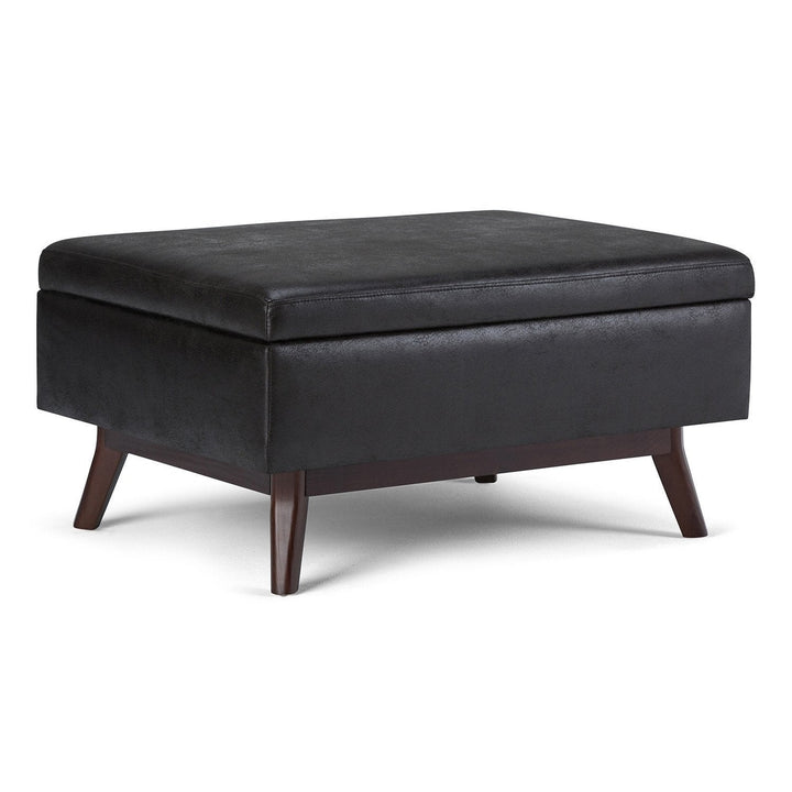 Owen Small Coffee Table Ottoman in Distressed Vegan Leather Image 3