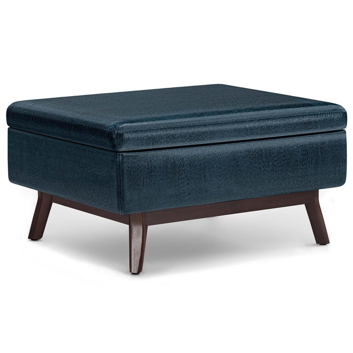 Owen Small Coffee Table Ottoman in Distressed Vegan Leather Image 5