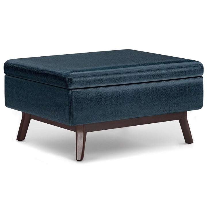 Owen Small Coffee Table Ottoman in Distressed Vegan Leather Image 1