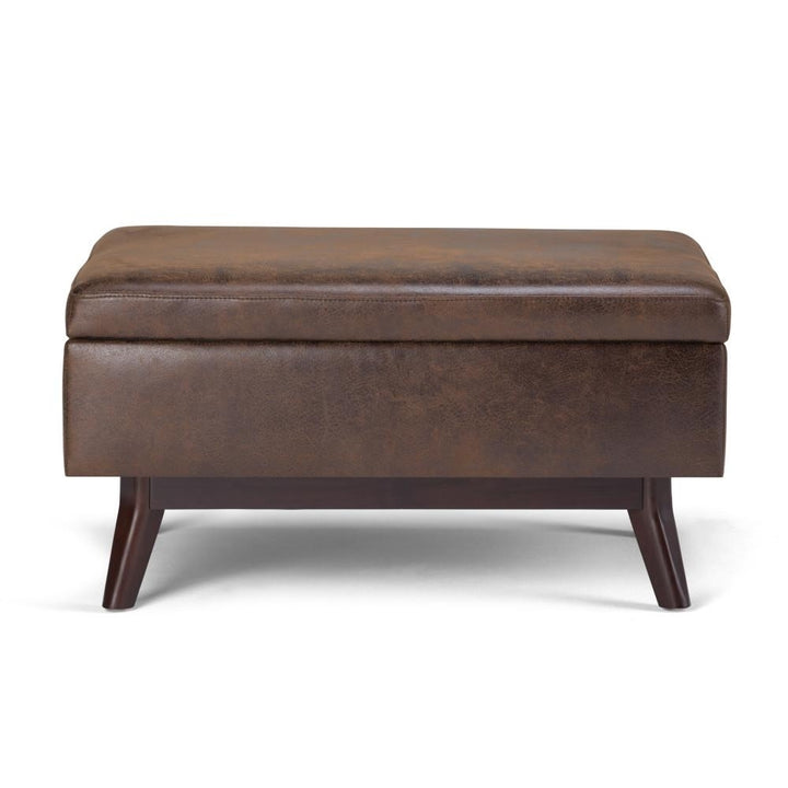 Owen Small Coffee Table Ottoman in Distressed Vegan Leather Image 12