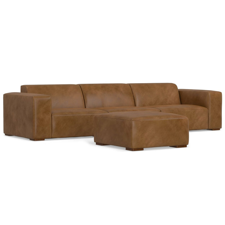 Rex 3 Seater Sofa and Ottoman in Genuine Leather Image 2