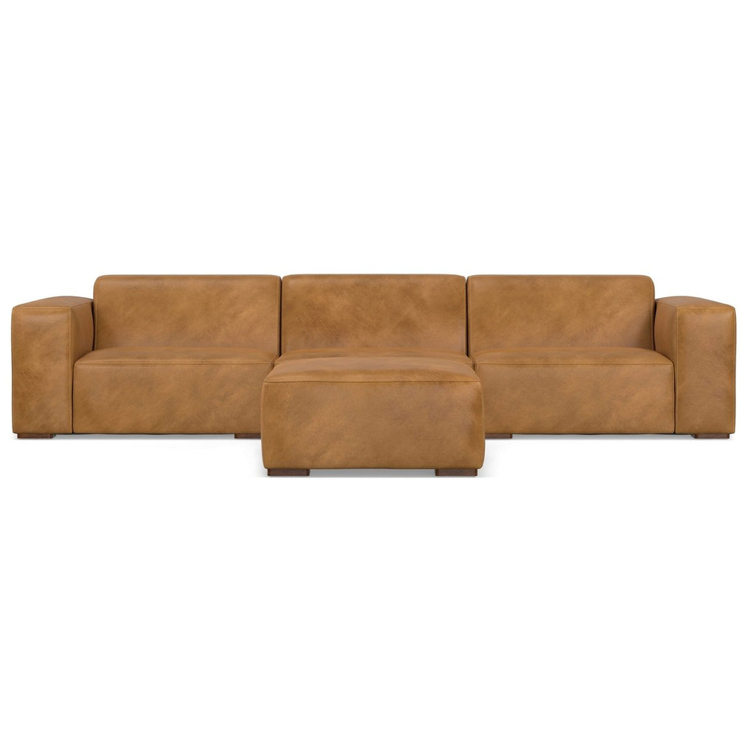 Rex 3 Seater Sofa and Ottoman in Genuine Leather Image 4