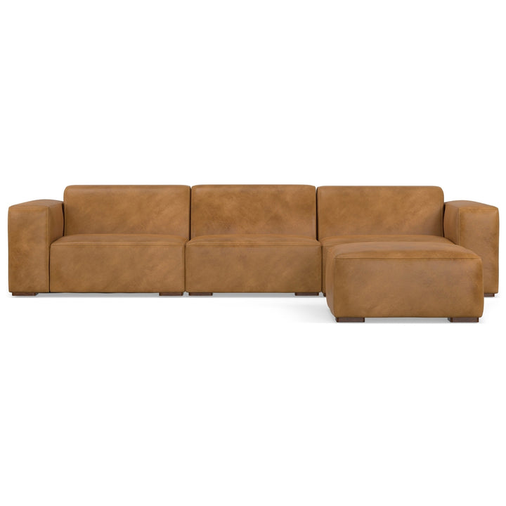 Rex 3 Seater Sofa and Ottoman in Genuine Leather Image 8