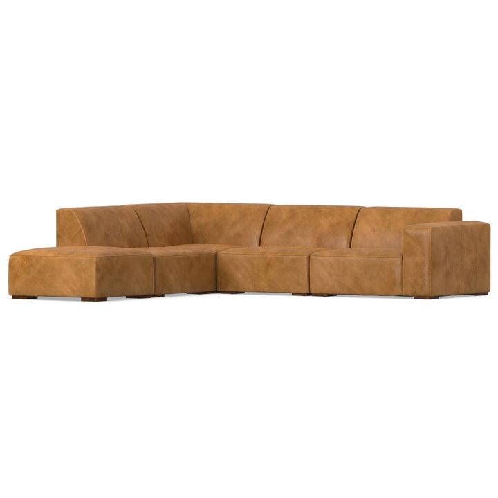 Rex Left Sectional and Ottoman in Genuine Leather Image 2