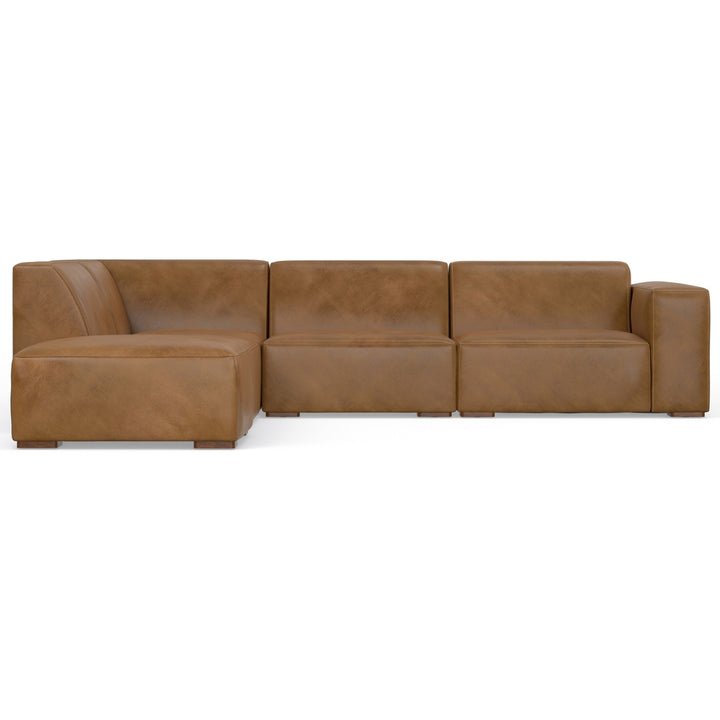 Rex Left Sectional and Ottoman in Genuine Leather Image 4