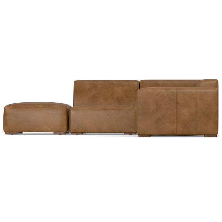 Rex Left Sectional and Ottoman in Genuine Leather Image 8