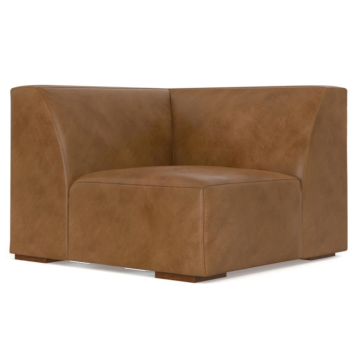 Rex Left Sectional and Ottoman in Genuine Leather Image 12