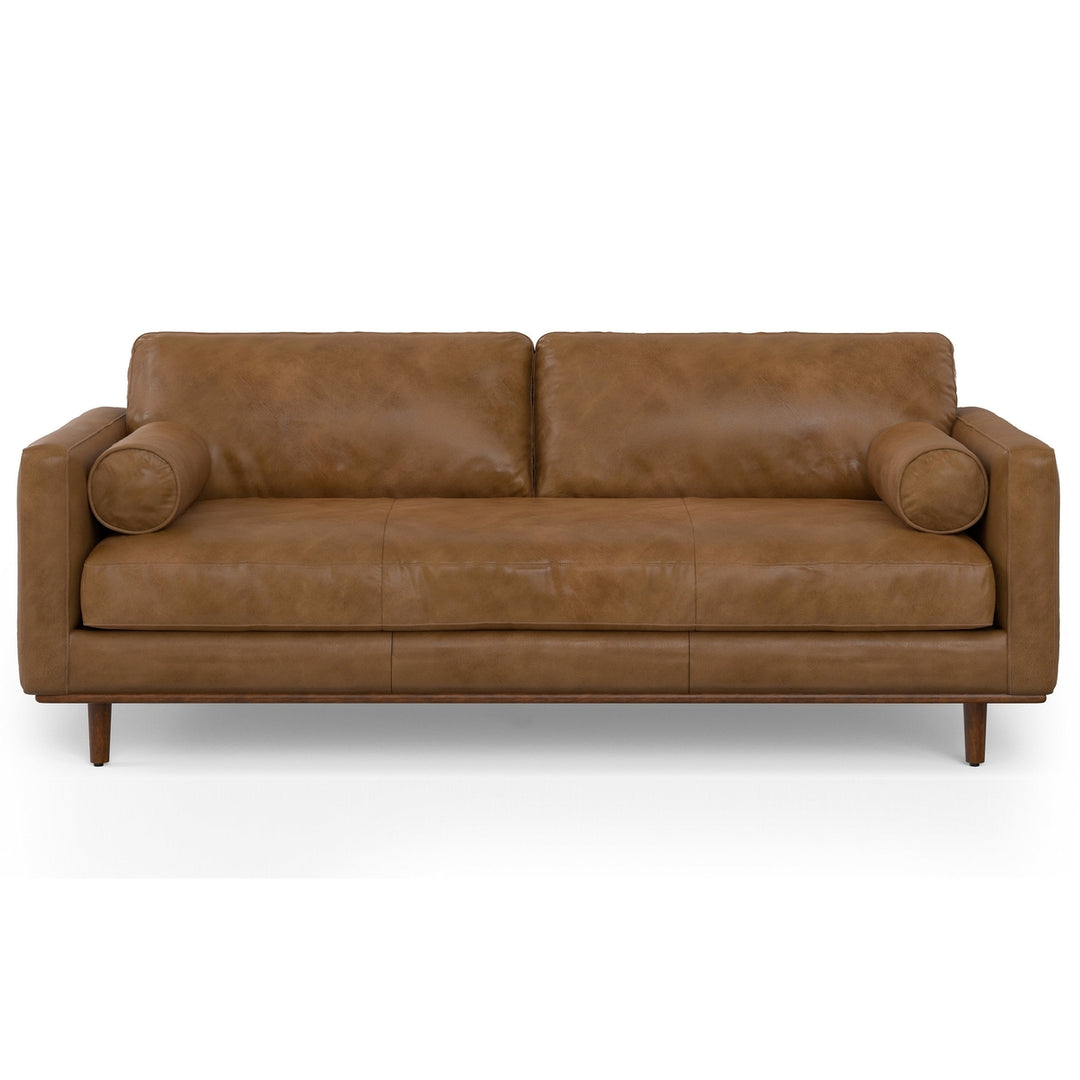 Morrison 89-inch Sofa and Ottoman Set in Genuine Leather Image 4