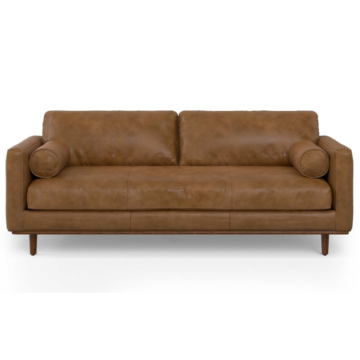 Morrison 89-inch Sofa and Ottoman Set in Genuine Leather Image 4