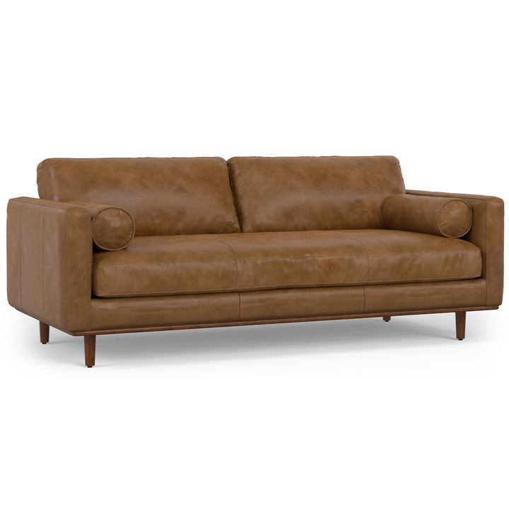 Morrison 89-inch Sofa and Ottoman Set in Genuine Leather Image 5