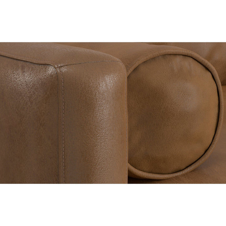 Morrison 89-inch Sofa and Ottoman Set in Genuine Leather Image 6