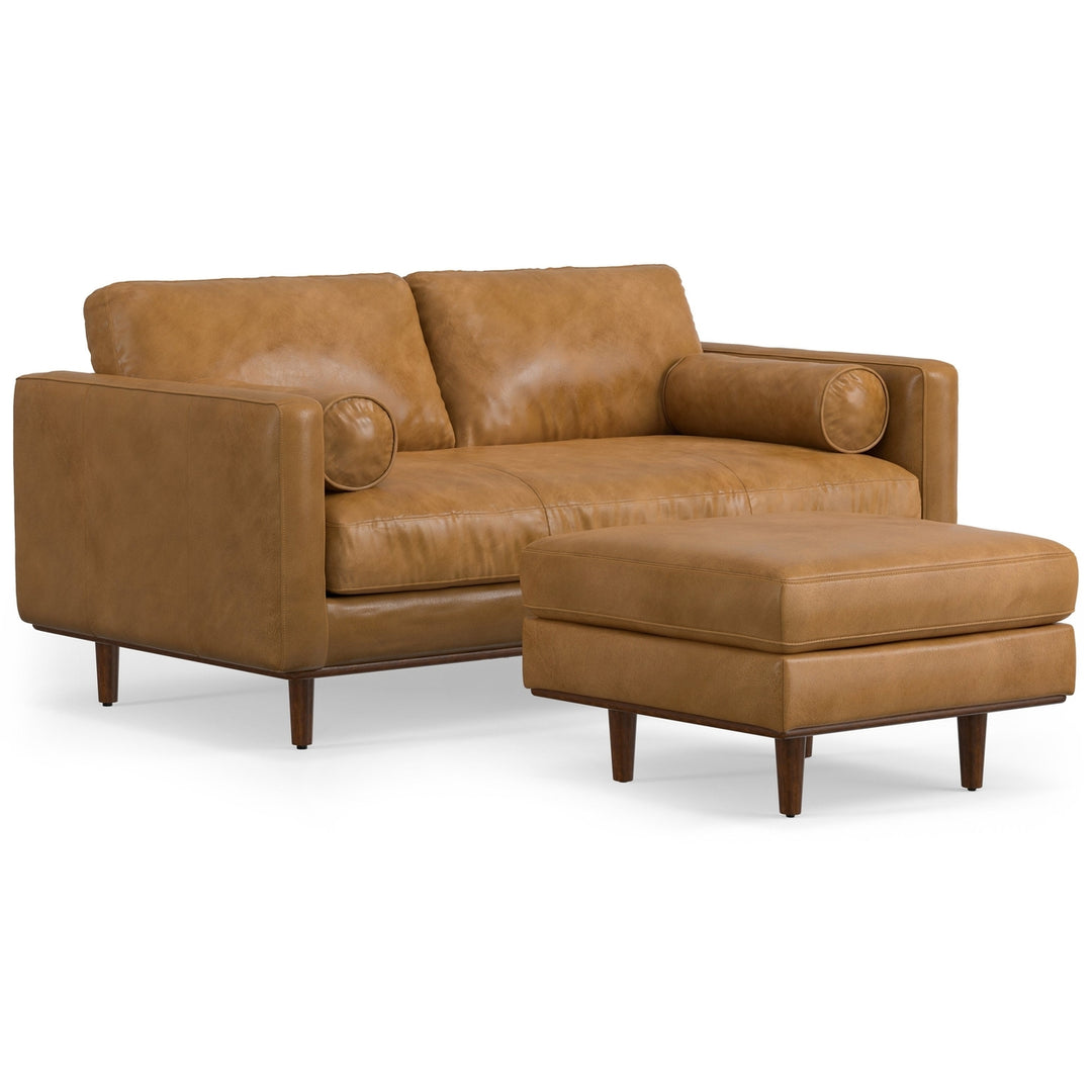 Morrison 72-inch Sofa and Ottoman Set in Genuine Leather Image 3