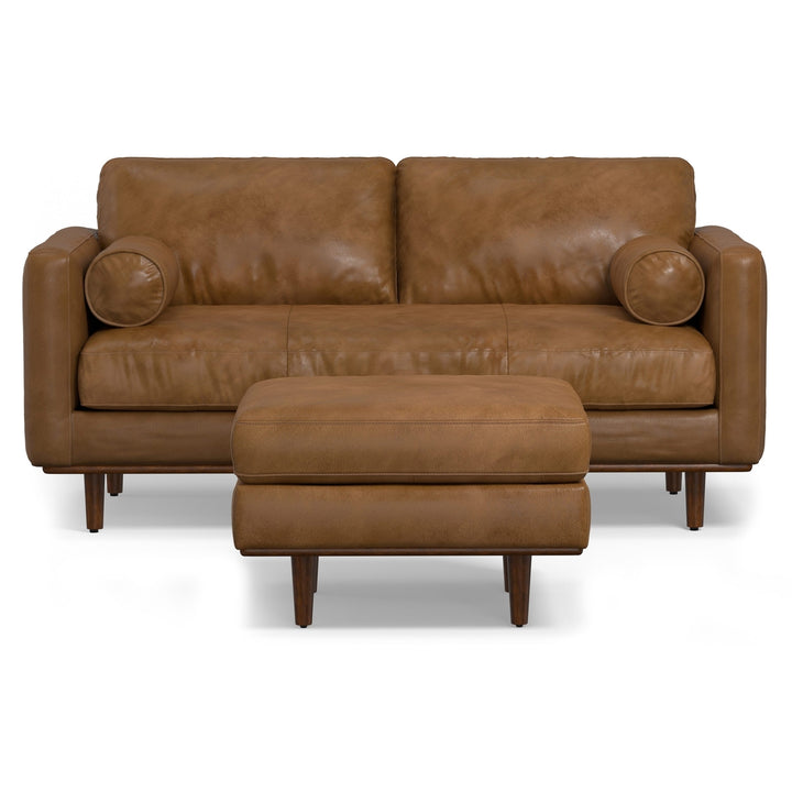 Morrison 72-inch Sofa and Ottoman Set in Genuine Leather Image 4