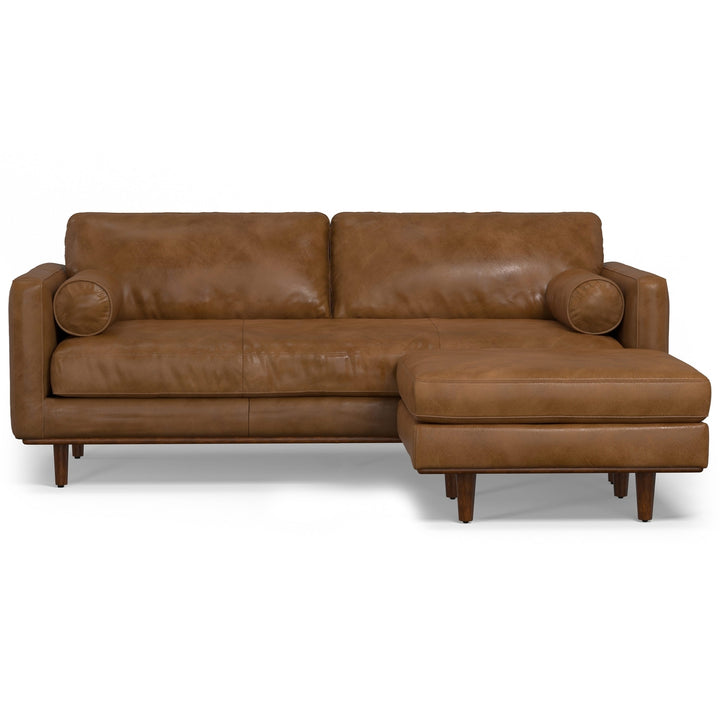 Morrison 89-inch Sofa and Ottoman Set in Genuine Leather Image 9