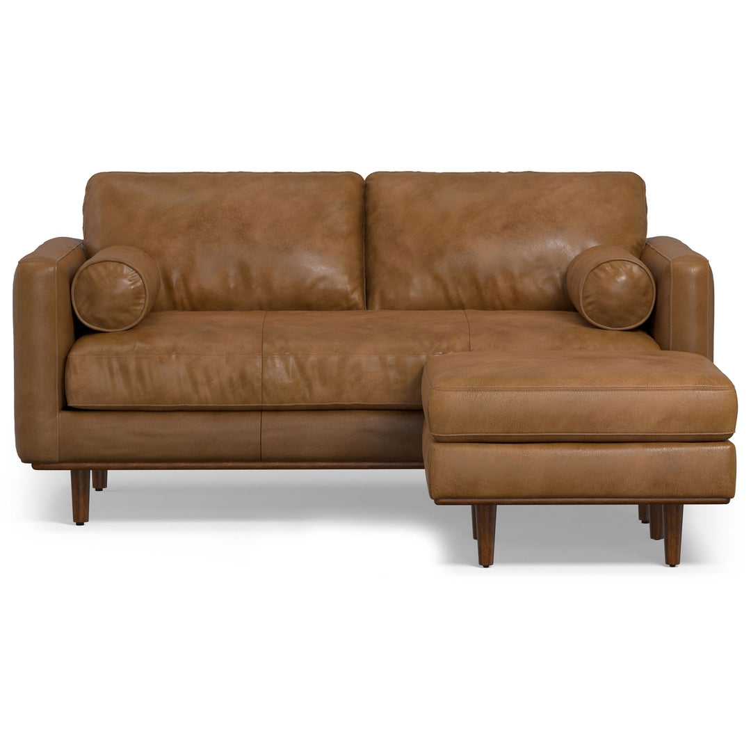 Morrison 72-inch Sofa and Ottoman Set in Genuine Leather Image 6