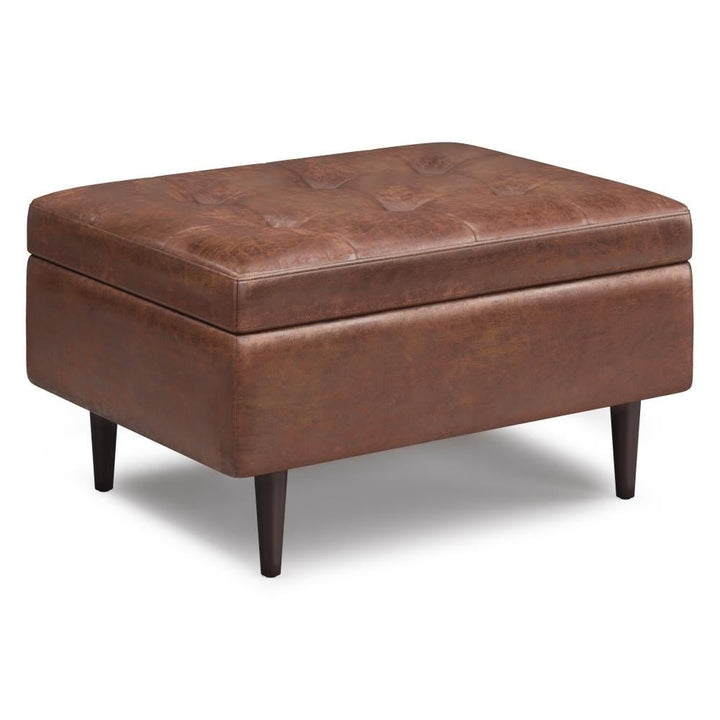 Shay Mid Century Small Square Coffee Table Storage Ottoman Image 1