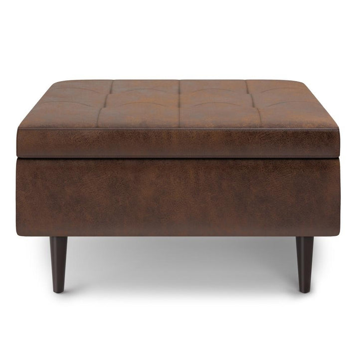 Shay Mid Century Small Square Coffee Table Storage Ottoman Image 9