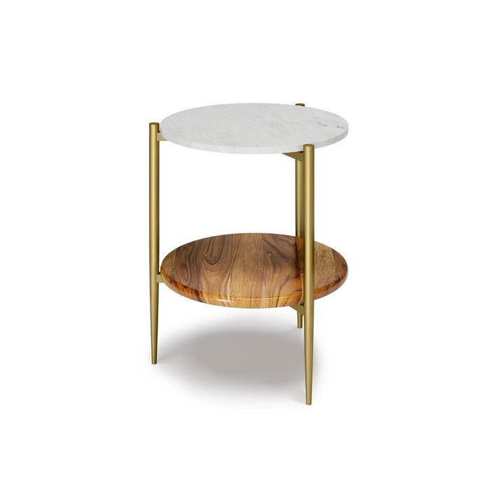 Wagner Round Marble and Wood Side Table Image 3