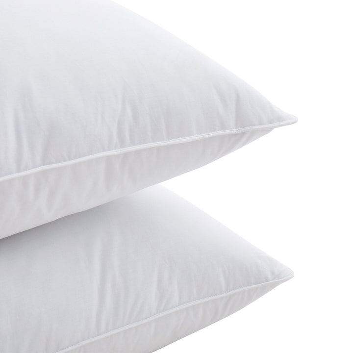 2 Pack White Goose Feather Bed Pillows with Breathable Cotton Cover Medium Firm Soft Support Pillow Image 4