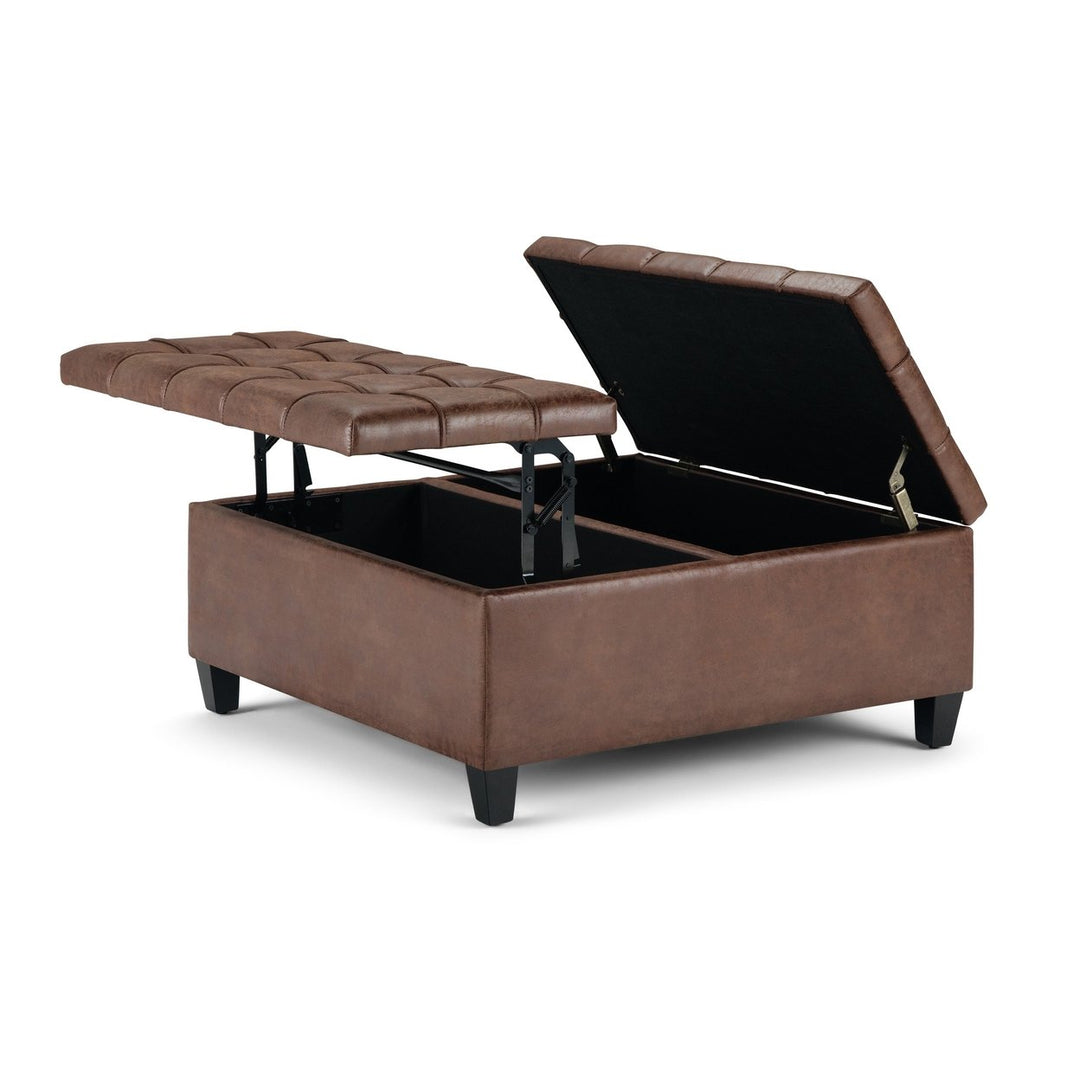 Harrison Coffee Table Ottoman in Distressed Vegan Leather Image 3