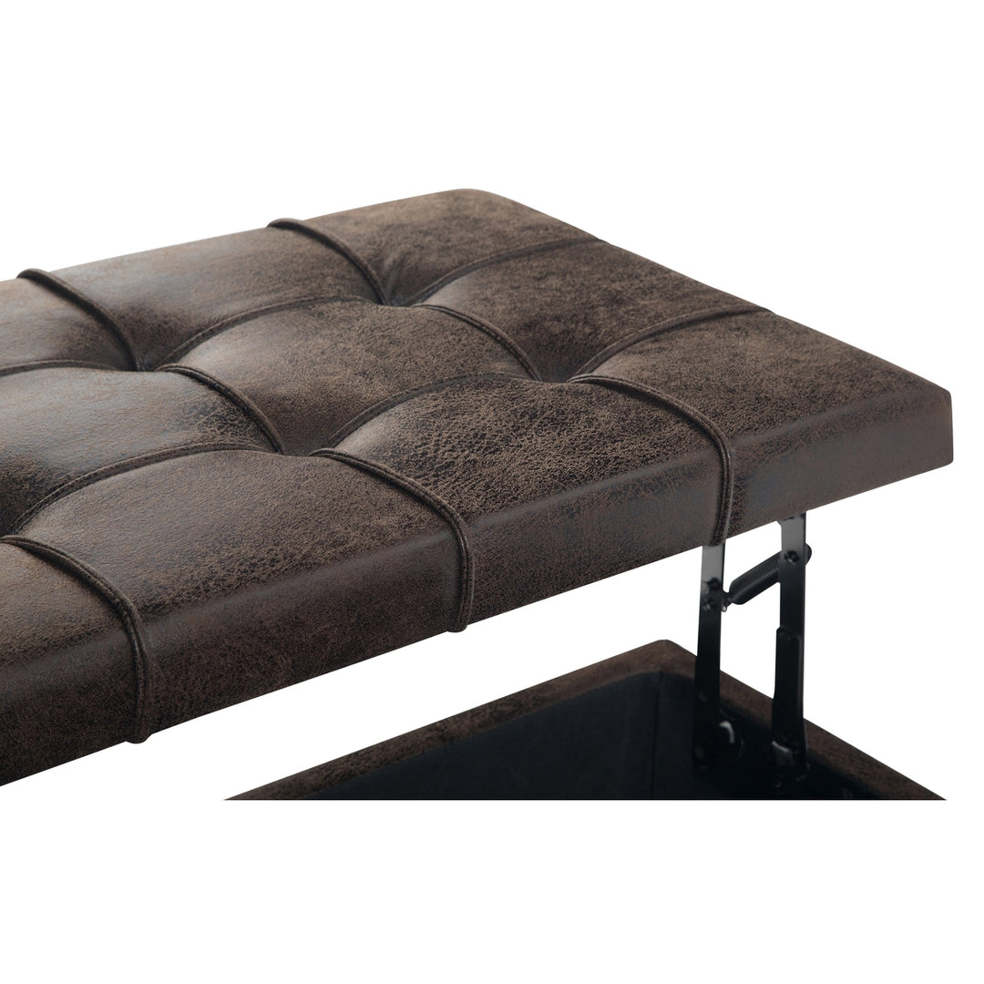 Harrison Coffee Table Ottoman in Distressed Vegan Leather Image 10