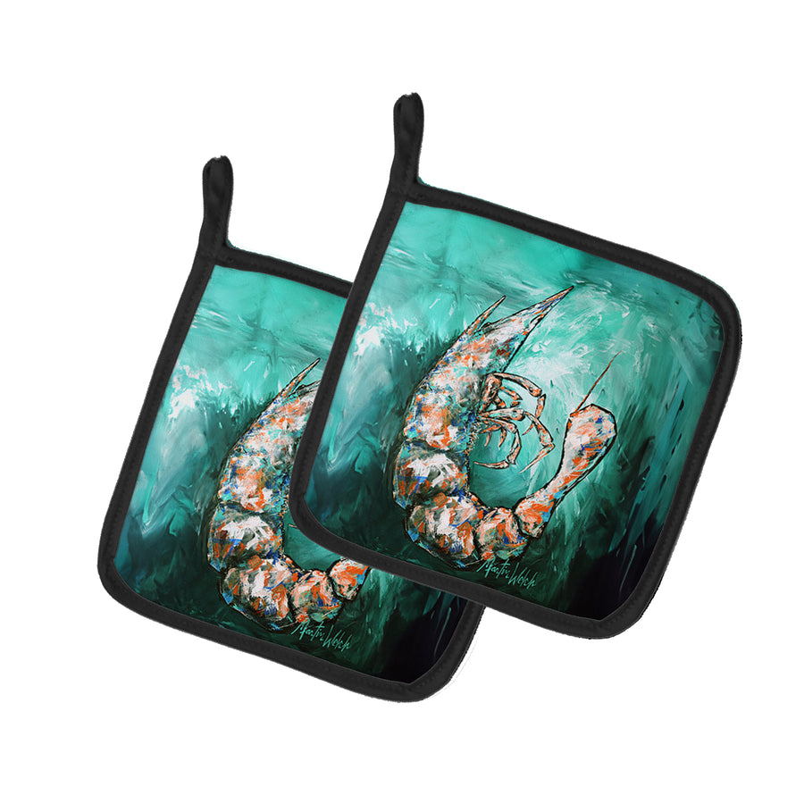 A Touch of Blue Shrimp Pair of Pot Holders Image 1