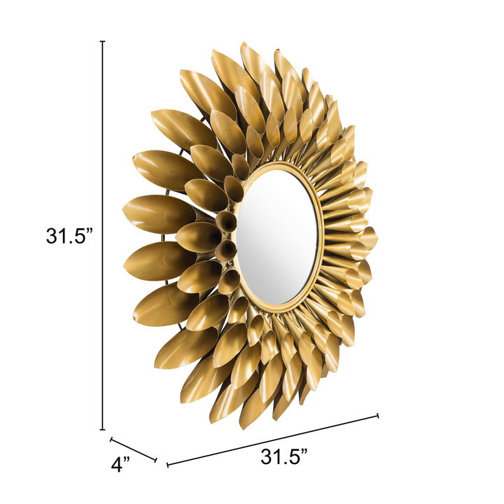 Sunflower Round Mirror Gold Image 5
