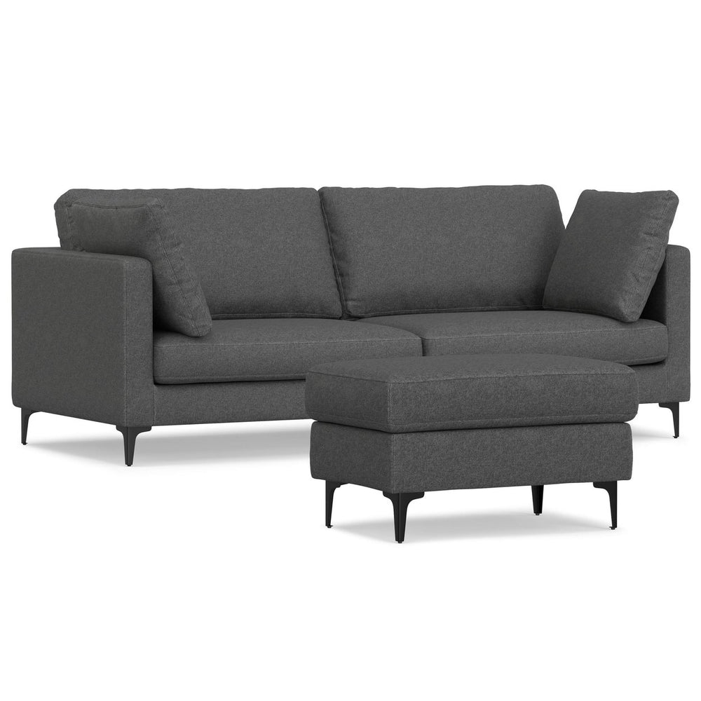 Ava 90 inch Mid Century Sofa with Ottoman Set Image 2