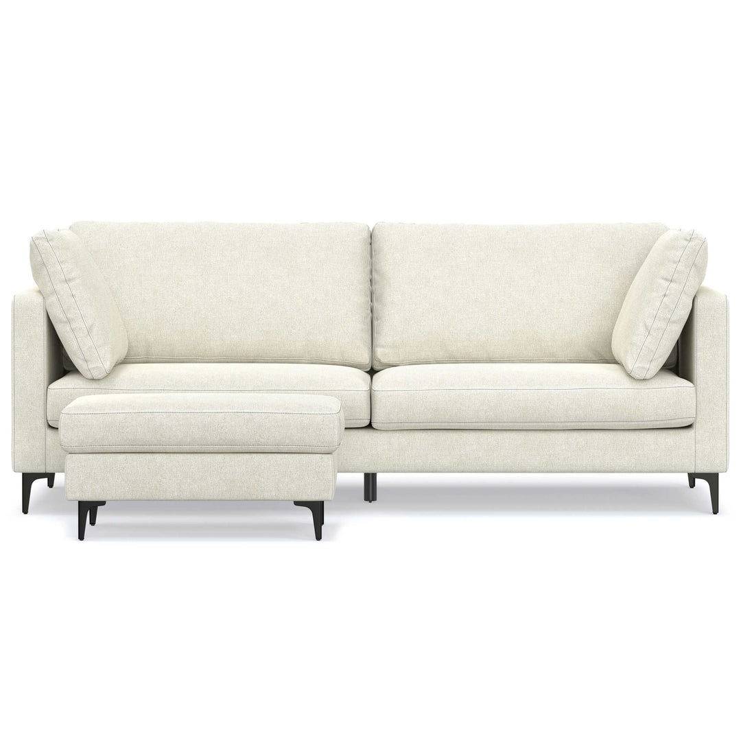 Ava 90 inch Mid Century Sofa with Ottoman Set Image 9