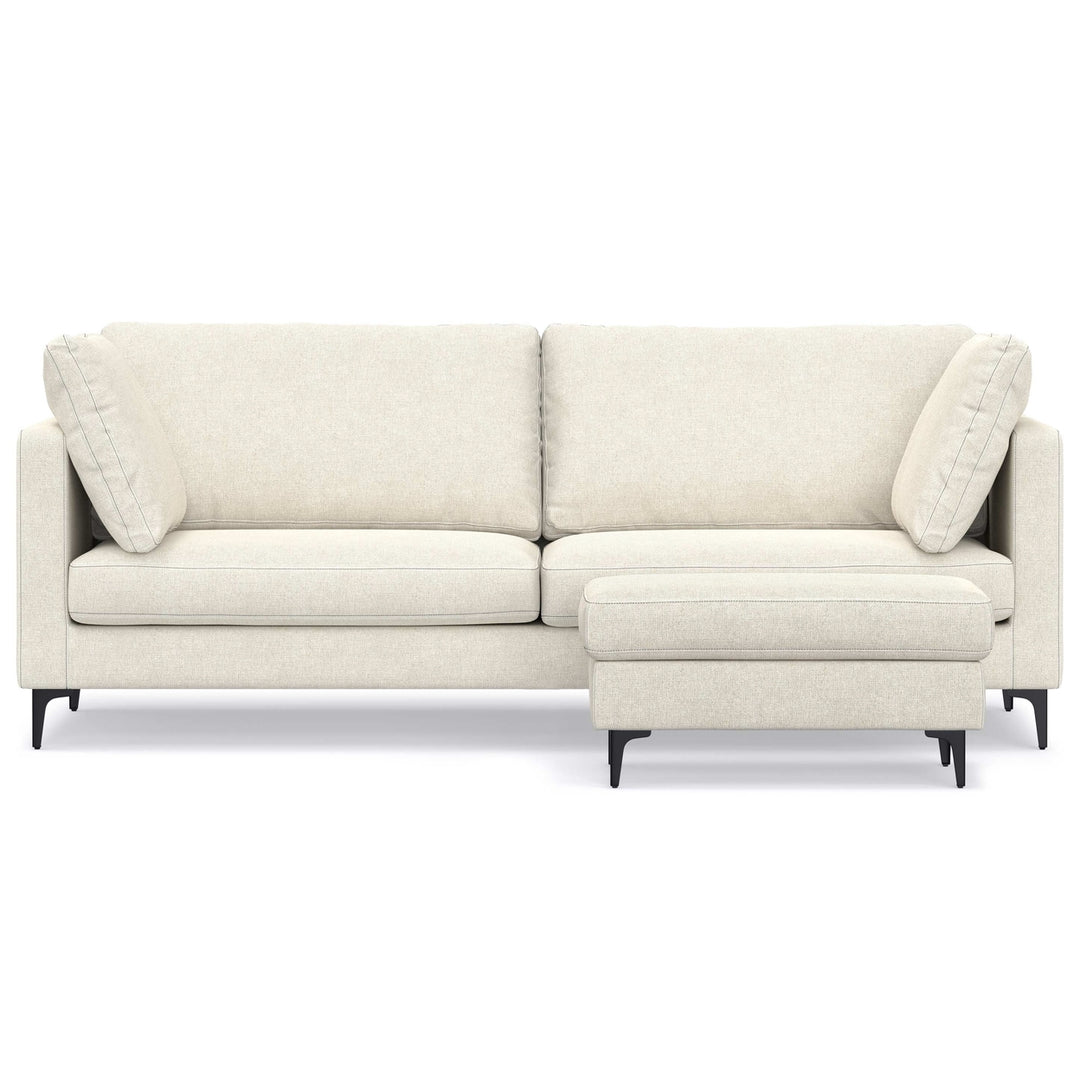 Ava 90 inch Mid Century Sofa with Ottoman Set Image 11