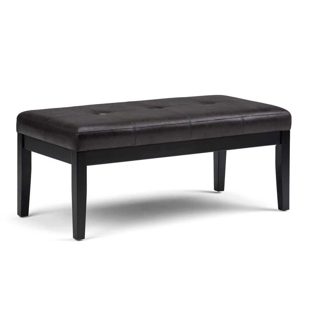 Lacey Ottoman Bench in Distressed Vegan Leather Image 2