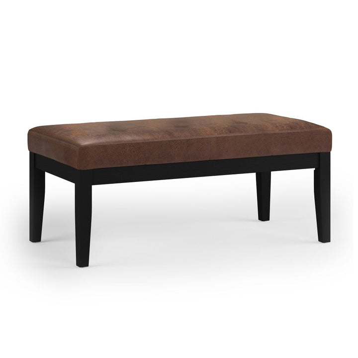 Lacey Ottoman Bench in Distressed Vegan Leather Image 1